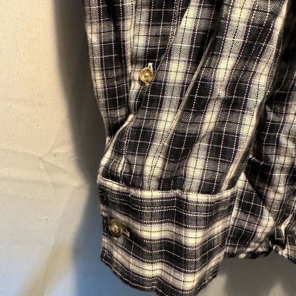 Pendleton Oxford Mens Plaid Black & White Green Long Sleeve Button Shirt Large - Picture 3 of 8